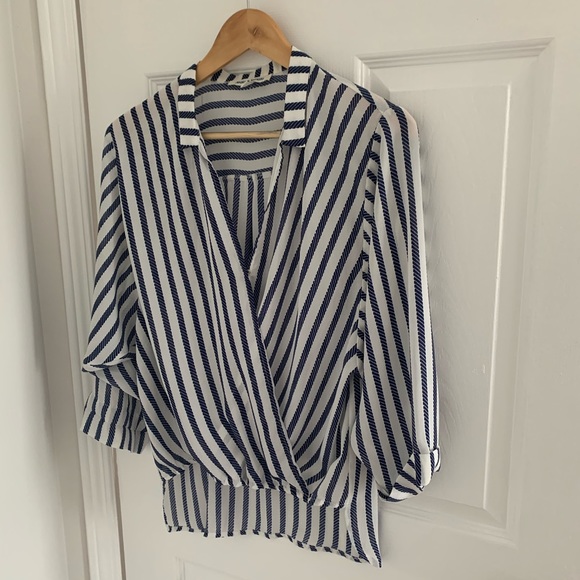 JEALOUS TOMATO - HIGH LOW STRIPED BLOUSE - Picture 3 of 6